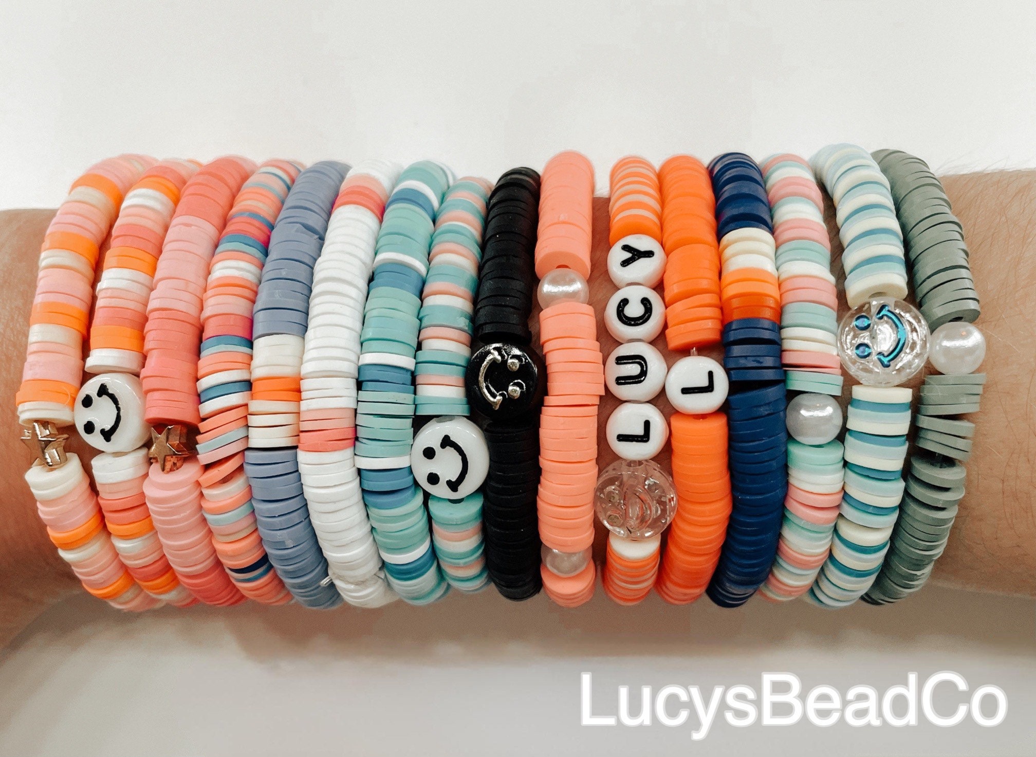 Preppy Beaded Bracelet, Clay Beaded, Friendship Bracelets, Preppy Jewelry 