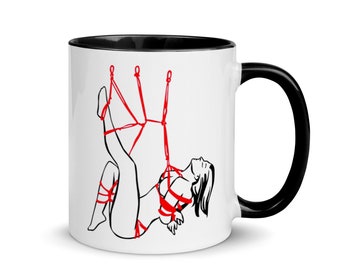 Shibari fun Tattooed kinkster Funny coffee mug for him or her Hilarious drinkware BDSM coffee mug Rope bunny 11oz coffee mug in white