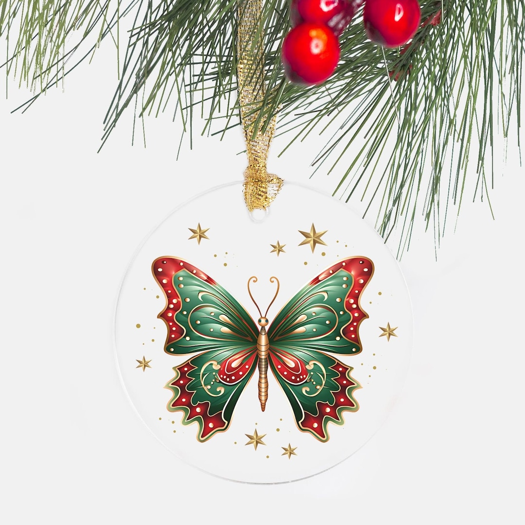 Butterfly Christmas Ornament Glass/acrylic Tree Ornament Holiday Decor