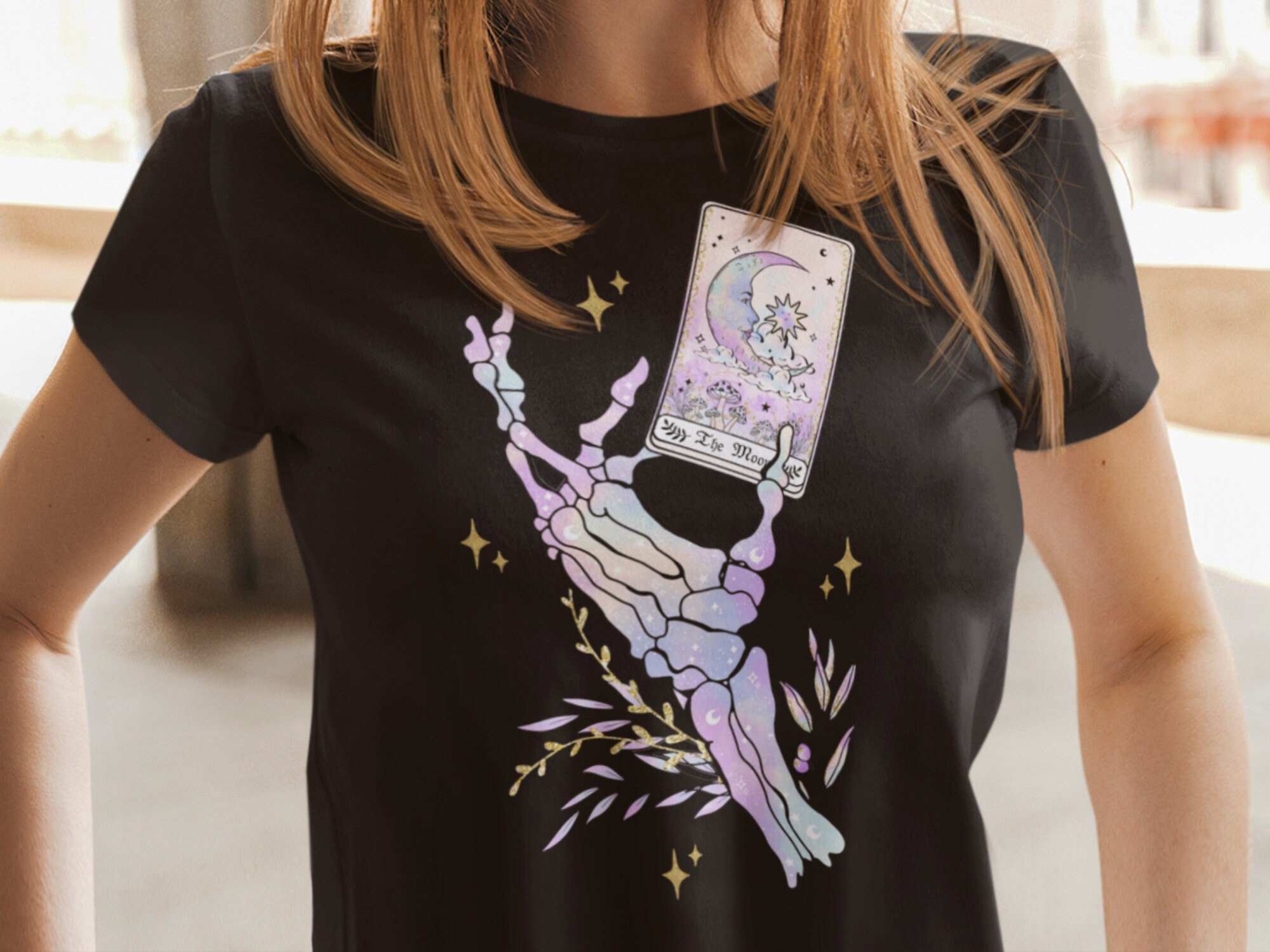 Skeleton Hand Holding Tarot Card Shirt Moon Tarot Card Shirt - Etsy