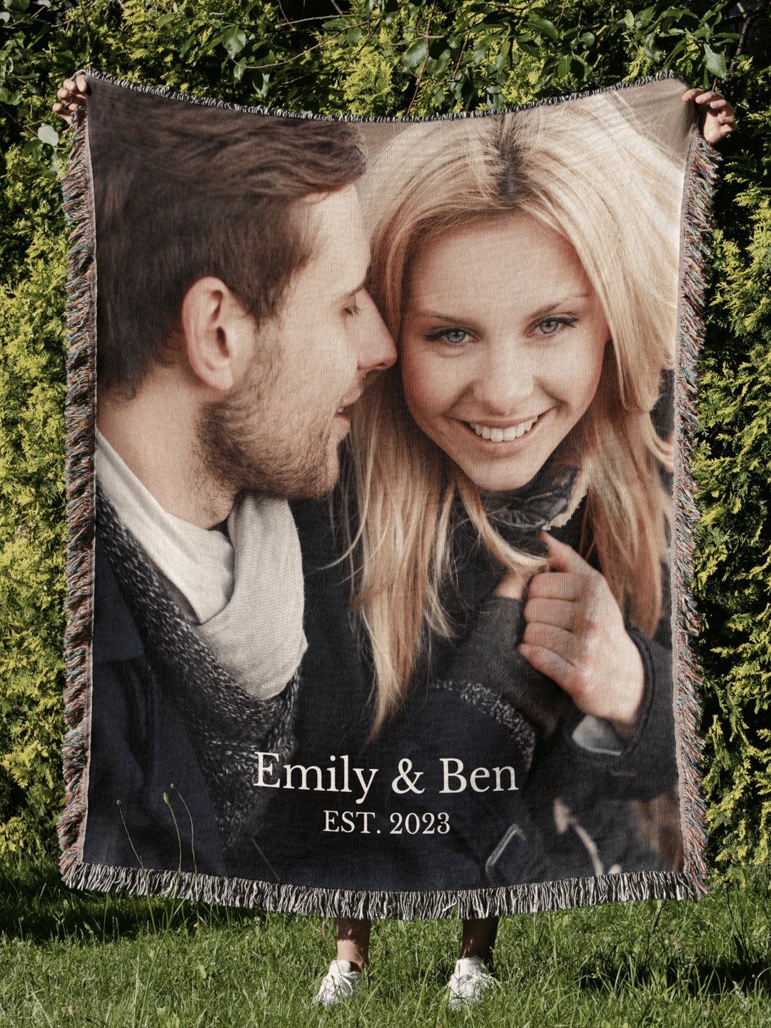 Custom Photo Couple Blanket Woven Photo Tapestry Blanket Etsy