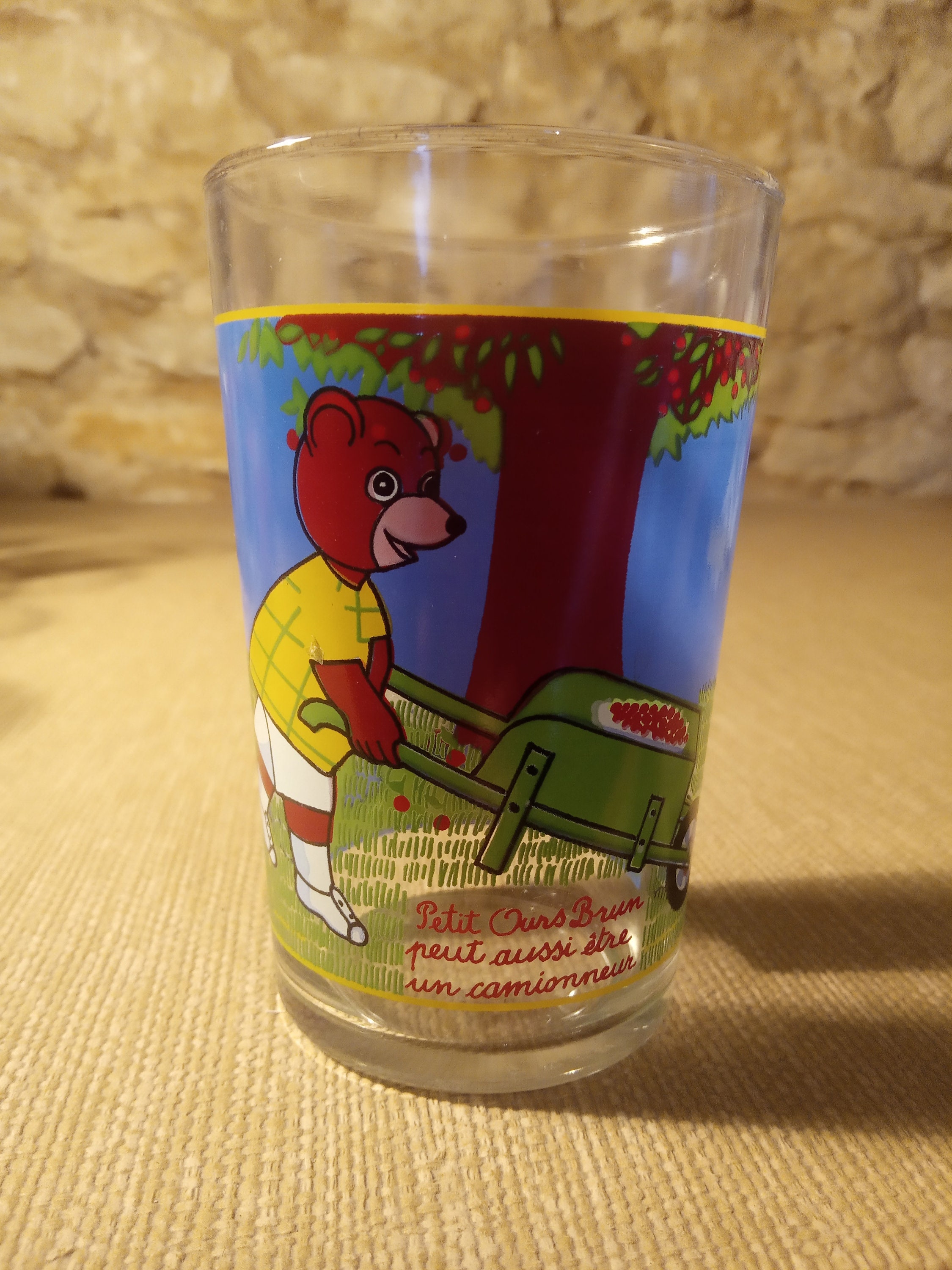 Verre Publicitaire Dessin Animé Petit Ours Brun 80's