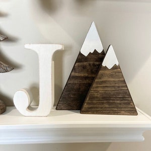 Set of 2 Wooden Mountains, Nursery Decor, Rustic Mini Mountains, Woodland Nursery, Mini Mountain