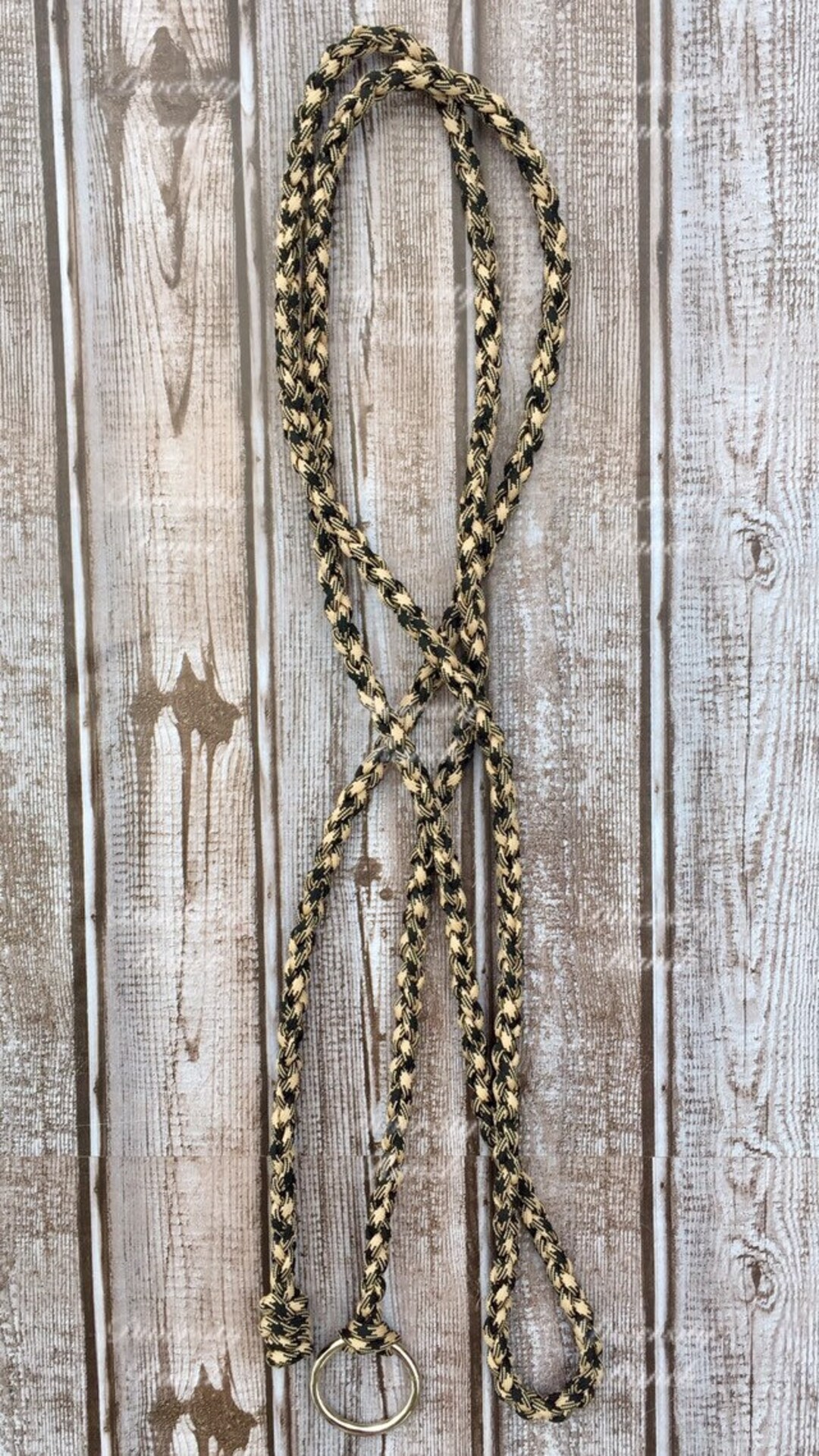Black & Tan 7ft Tie Strings / Piggin String With Ring / Dog Slip Leash