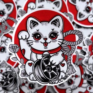 te37 lucky cat sticker