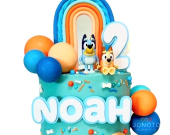 Bluey Themed Birthday Cake Topper: Personalized Name & Age