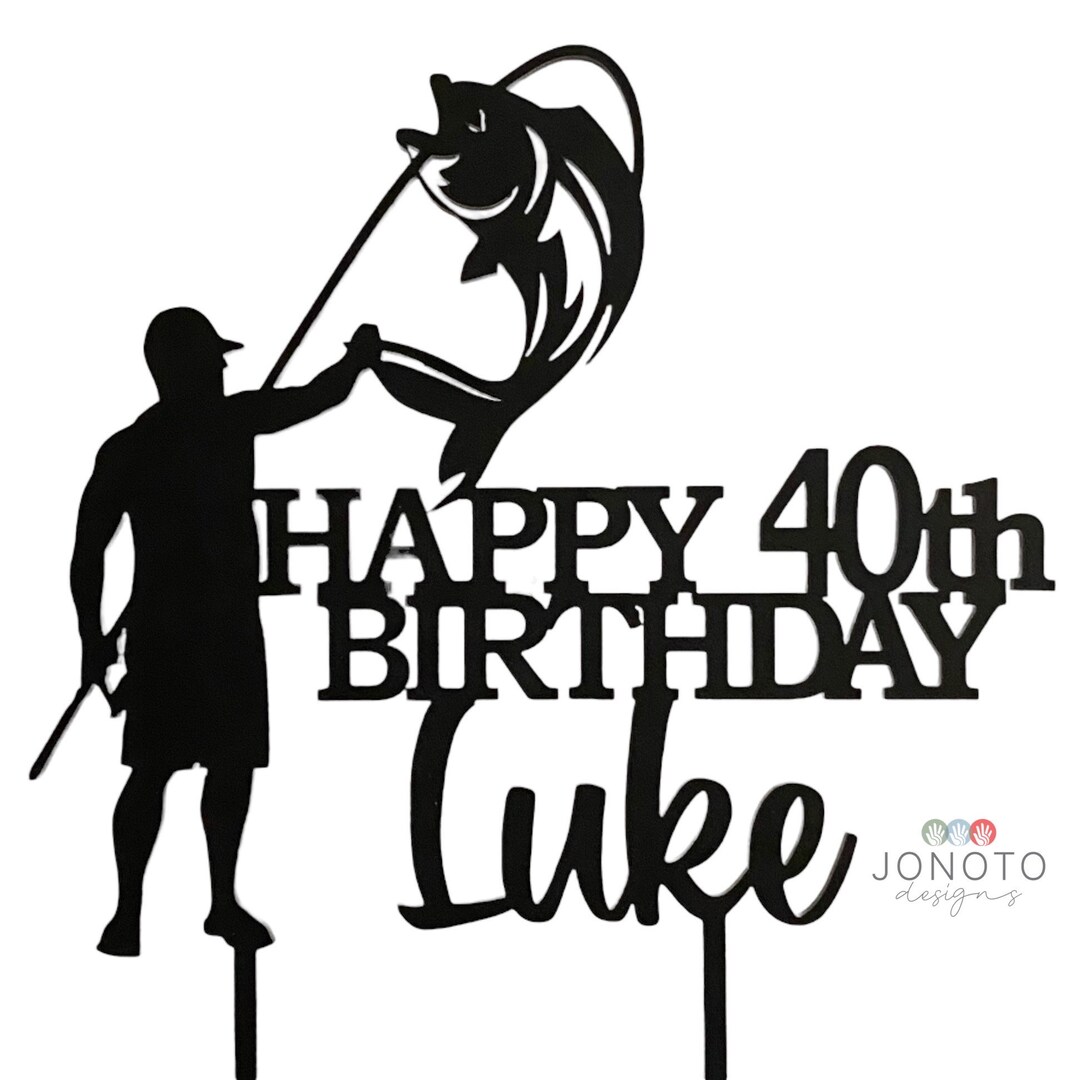 Fishing Birthday Cale Topper Personalised Cake Topper Angling Cake ...