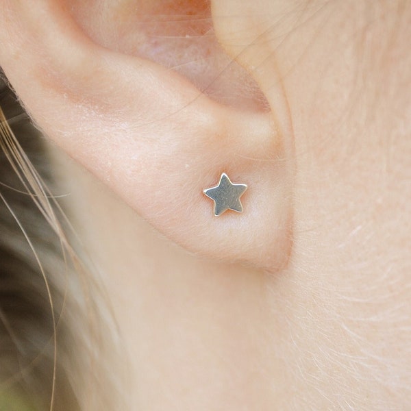 Star Stud Earrings In Eco Sterling Silver Solid, Stars and Celestial Studs