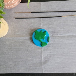 Planet Earth Stick Incense Holder - Clay and Resin Tray Incense Burner - Unique Gift - Handmade Custom Incense Holders - Fun Decor
