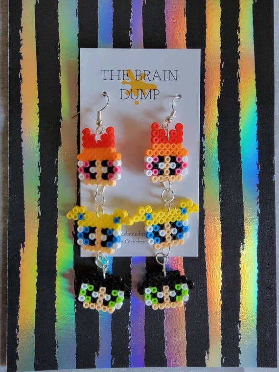Earrings Hama Beads Cherry Bomb! Cherry Mini Perler Beads Dangle