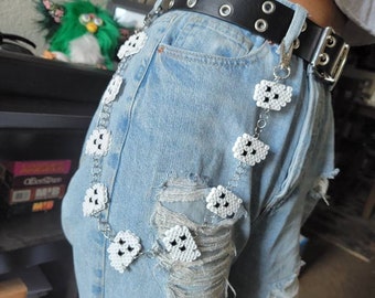 Boo! Ghost Halloween Vibes Jean Chain - Super Cute & Fun Accessories - Perler Beads - Belt Wallet Chain - Hama Beads - Fuse Beads Jewelry