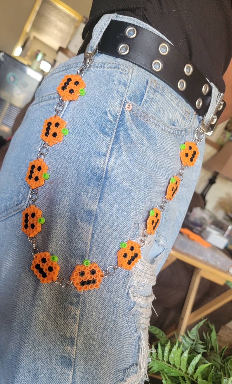 Jackolantern Jean Chain Super Cute & Fun Perler Bead Etsy