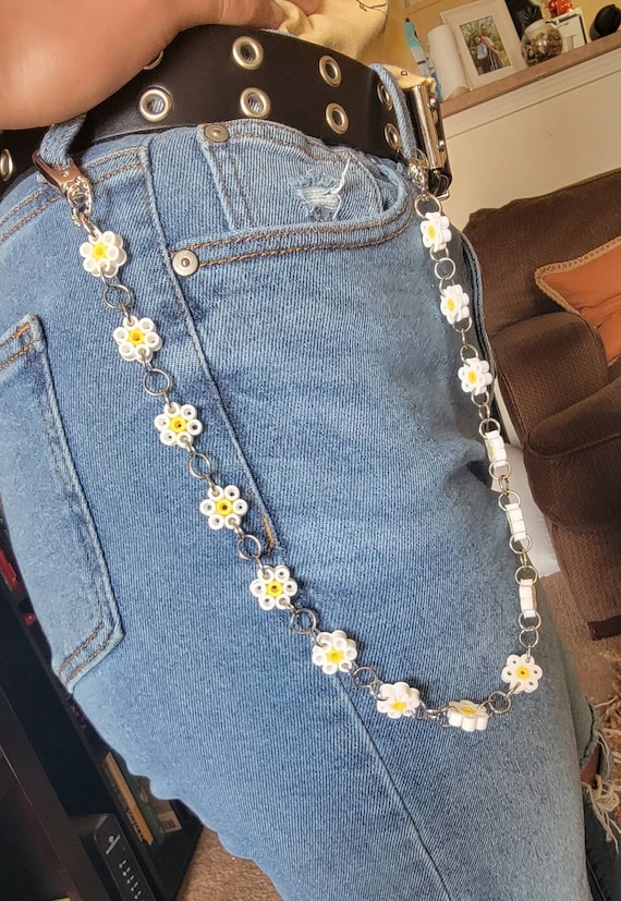 Daisy Jean Chain Super Cute and Fun Perler Bead Daisy Jean Chains 22 Inches  Long With Heavy Duty Jump Rings and Extra Flowers 