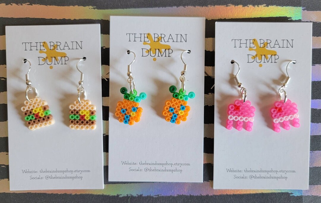 Barnacle Dangle Oh, Barnacles Cute Spongebob Inspired Mini Perler Beads Dangle Earrings ...