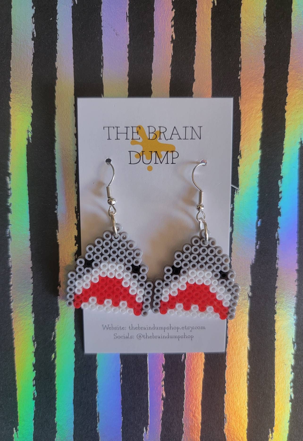 Shark Attack! Mini Jaws Inspired Perler Beads Dangle Earrings