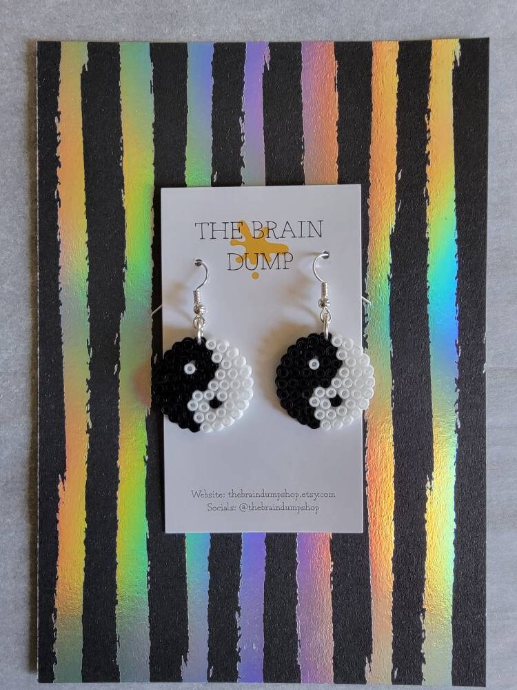 The Yin to My Yang Yinyang Mini Perler Beads Dangle Earrings Hama Beads
