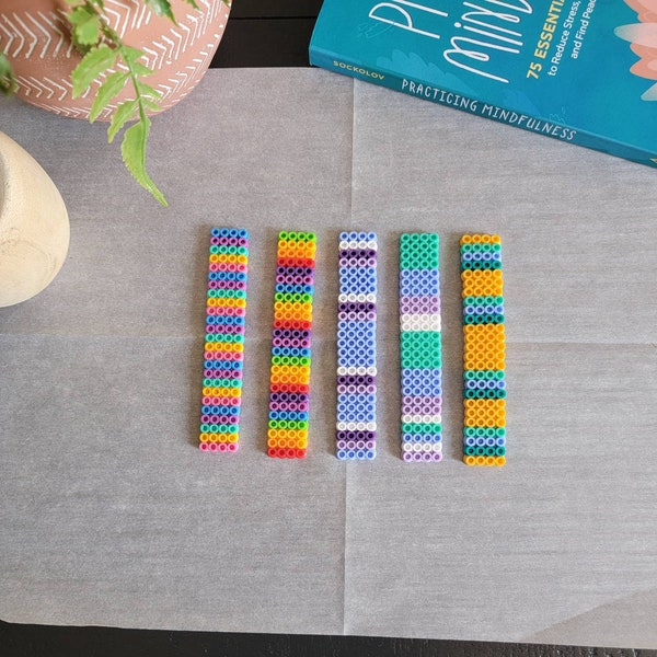 2 for 1 - Cute Multicolored Striped Perler Bookmarks - Book Lover's Gift - Book Accessories - Perler Bead Art and Fun