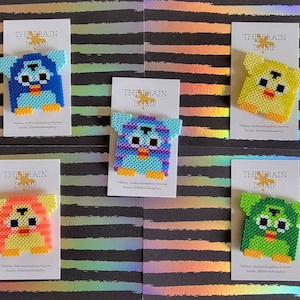 Talk Furbish To Me! Furby Inspired Mini Perler Magnet / Pin / Keychain - 90&#39;s Vibe - Accessories - Cute Locker Magnets Brooch Pins Keychains