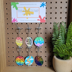 Rainbow ASF! Hand Painted Rainbow Themed Wooden Keychains Colorful Pride LGBTQIA+ Love Custom Posca Pens Trippy Art Unique Gift Accessories