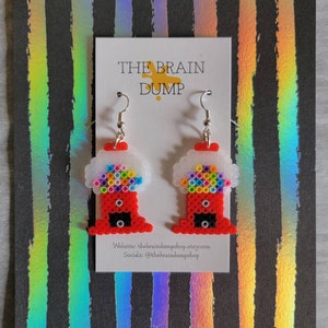 Gumball Realness! Gumball Machine Mini Perler Beads Dangle Earrings - Hama Beads - Fun Cute Jewelry - Nostalgic - Candy Food Accessories