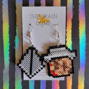 Shh! Mini Silent Hill Inspired Perler Beads Dangle Earrings - Cute Jewelry Nostalgic - Horror - Killer - Halloween Scary Costume Accessories