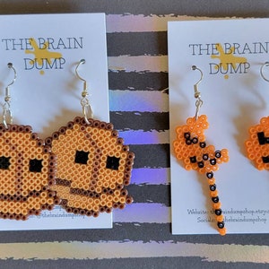 Trick &#39;R Treat! Mini Sam & Lollipop Perler Beads Earrings Cute Jewelry Nostalgic Horror Halloween Scary Costume Accessories Creepy Spooky