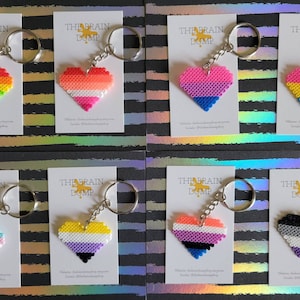 Heart Full of Pride! Pride Inspired Mini Perler Magnet / Pin / Keychain Options - Accessories - Cute Aesthetic Locker Magnets - Brooch Pins
