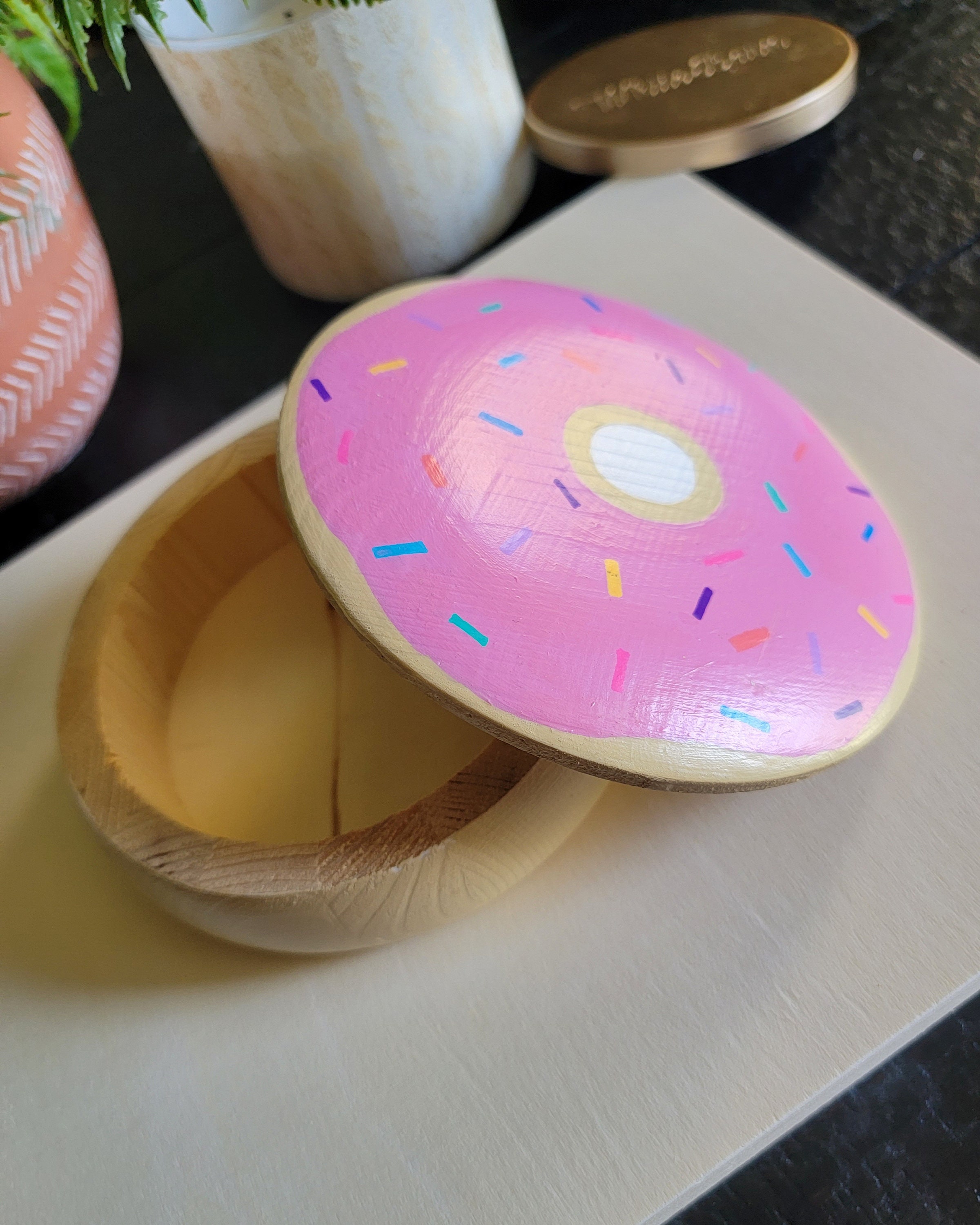 Donut Stash Cute Hand Painted Trinket or Stash Box Etsy