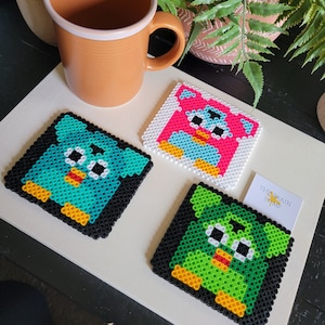 It&#39;s Furbies, Beetch! Cute Furby Inspired Bead Drink Coasters Nostalgia Vibes Colorful Fun Artkal Fuse Midi Beads Home Decor Y2K 90s