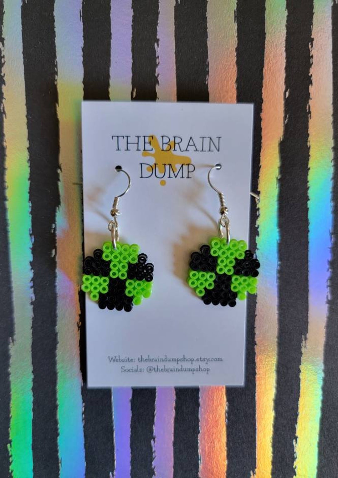 What A Biohazard Mini Radioactive Perler Beads Earrings Cute Jewelry Nostalgic Horror Halloween