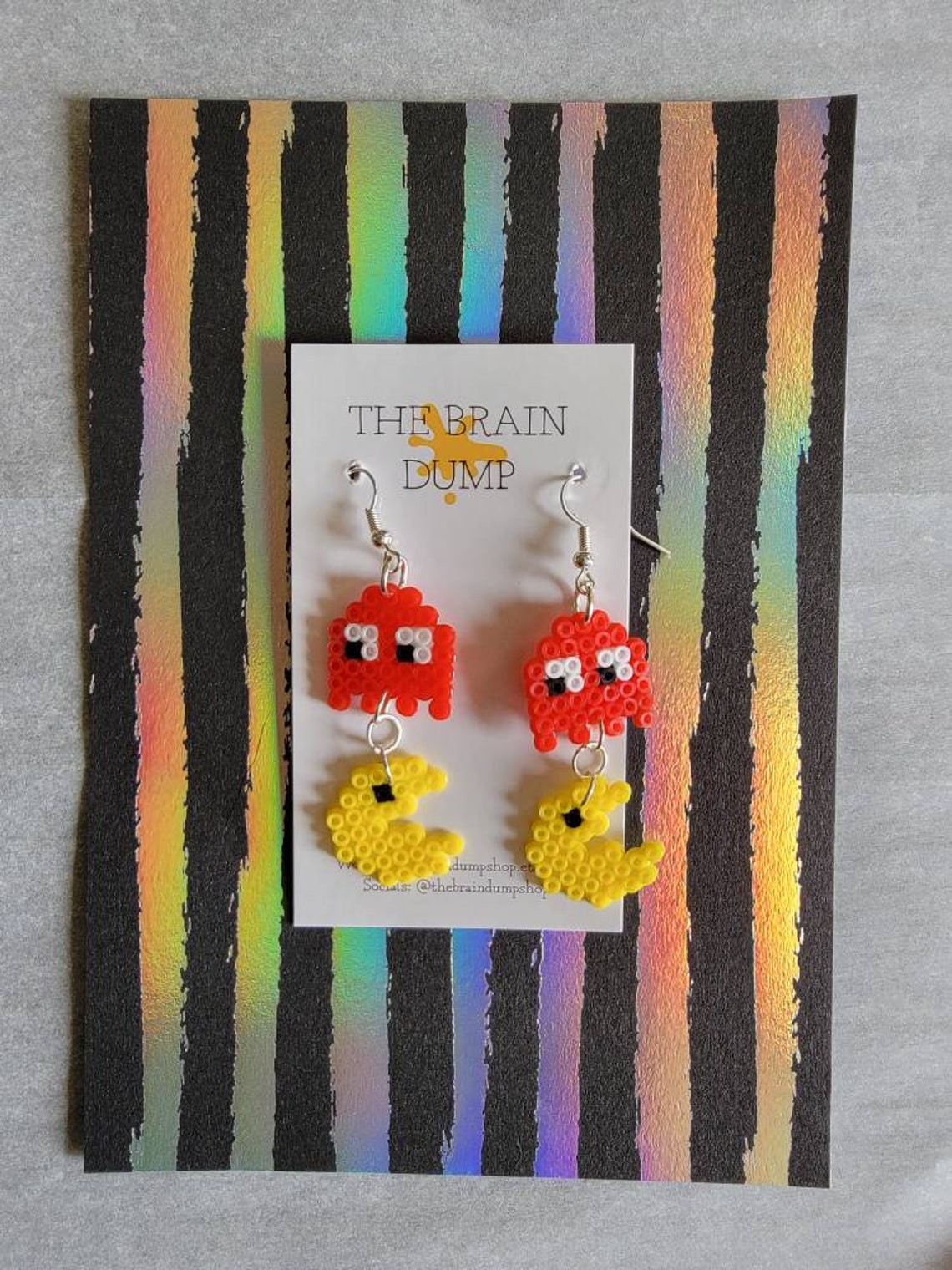 Waka Waka Waka Pacman Inspired Mini Perler Dangle Earrings Hama Beads