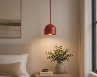 Lámpara colgante moderna de diseño colorido • Lámpara colgante minimalista de una sola pantalla • Lámpara de techo artesanal para isla de cocina de mediados de siglo
