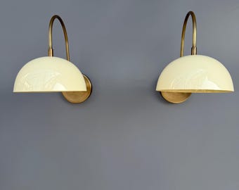 Mid Century Modern Wall Sconce Dome Shade Brass Wall Light Vintage Bedside Lamp Scandinavian Minimalist Lighting Fixture Bedroom Living Room