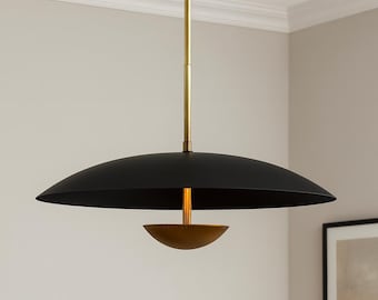 Mid-Century Modern Messing Dome Kronleuchter • Handgefertigtes minimalistisches italienisches Stilnovo Sputnik Pendellicht