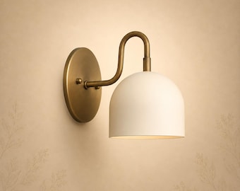 Modern Brass Bowl Wall Sconce – Handmade Dome Shade Light Fixture for Bedroom, Hallway & Living Room