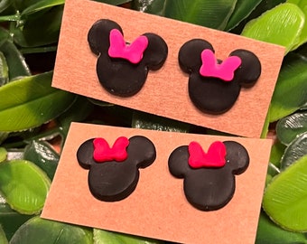 Minnie Mouse Studs | Minnie Mouse Earrings | Handmade Polymer Clay Earrings | Clay Studs | Disney Earrings