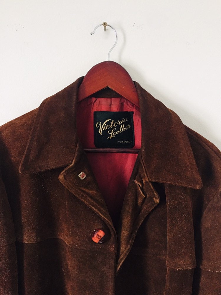 Vintage Thick Suede Leather Jacket. - Etsy Vintage Thick Suede Leather Jacket. - Etsy