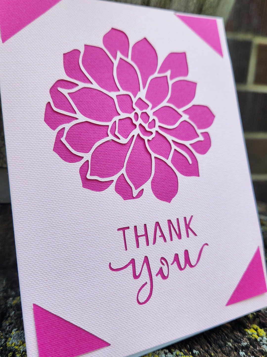 Peony Thank You Card Set: Papercut Blossom, Handmade - Etsy