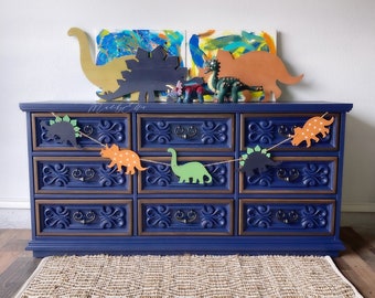 SOLD!! Navy Blue Solid Wood Dresser, Modern Dresser, Blue Dresser
