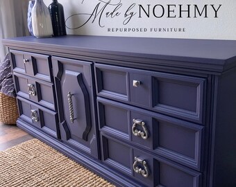 blue and gray dresser Benjara Cote Ash Gray and Indigo Blue 6 Drawer 61 in. Dresser without Mirror BM340234