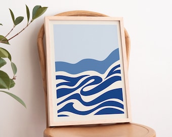 Abstract Ocean Wave Print: Coastal Wall Art (Digital Download)