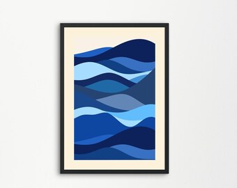 Abstract Ocean Waves Print: Coastal Wall Art (Digital Download)