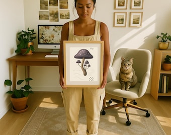 Starry Mushroom Botanical Print • Vintage Cottagecore Decor (Digital Download)
