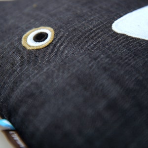 Pillow made of jeans dark blue, soft toy bear Pelle made of ecological material image 4