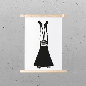 Postkarte – Miniposter (DIN A5), Handstand, schwarz-weiß Illustration