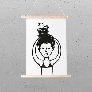 Postkarte – Miniposter, DIN A5, Vogelnest, schwarz-weiß Illustration