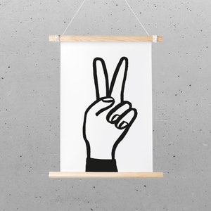 Postkarte – Miniposter, DIN A5, Victory, schwarz-weiß Illustration