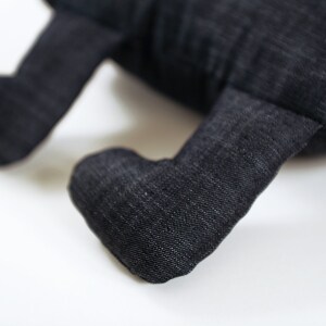 Pillow made of jeans dark blue, soft toy bear Pelle made of ecological material image 5