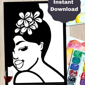 DIY Paint & Sip/ Adult painting/ African American coloring page/ Paint Party