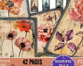 Fall Journal Pages, Digital, Halloween Journal,Download,Vintage Ephemera Scrap Pack,ephemera,tag,potion. label,paper,printable,pumpkin, kit